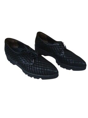 Paul Green Black Textured Lace-Up Flats Size 8